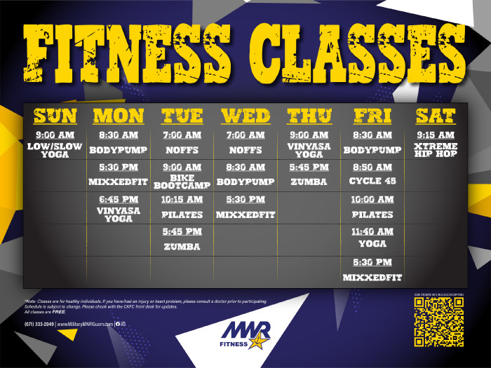 Fitness class schedule for Charles King Fitness Center