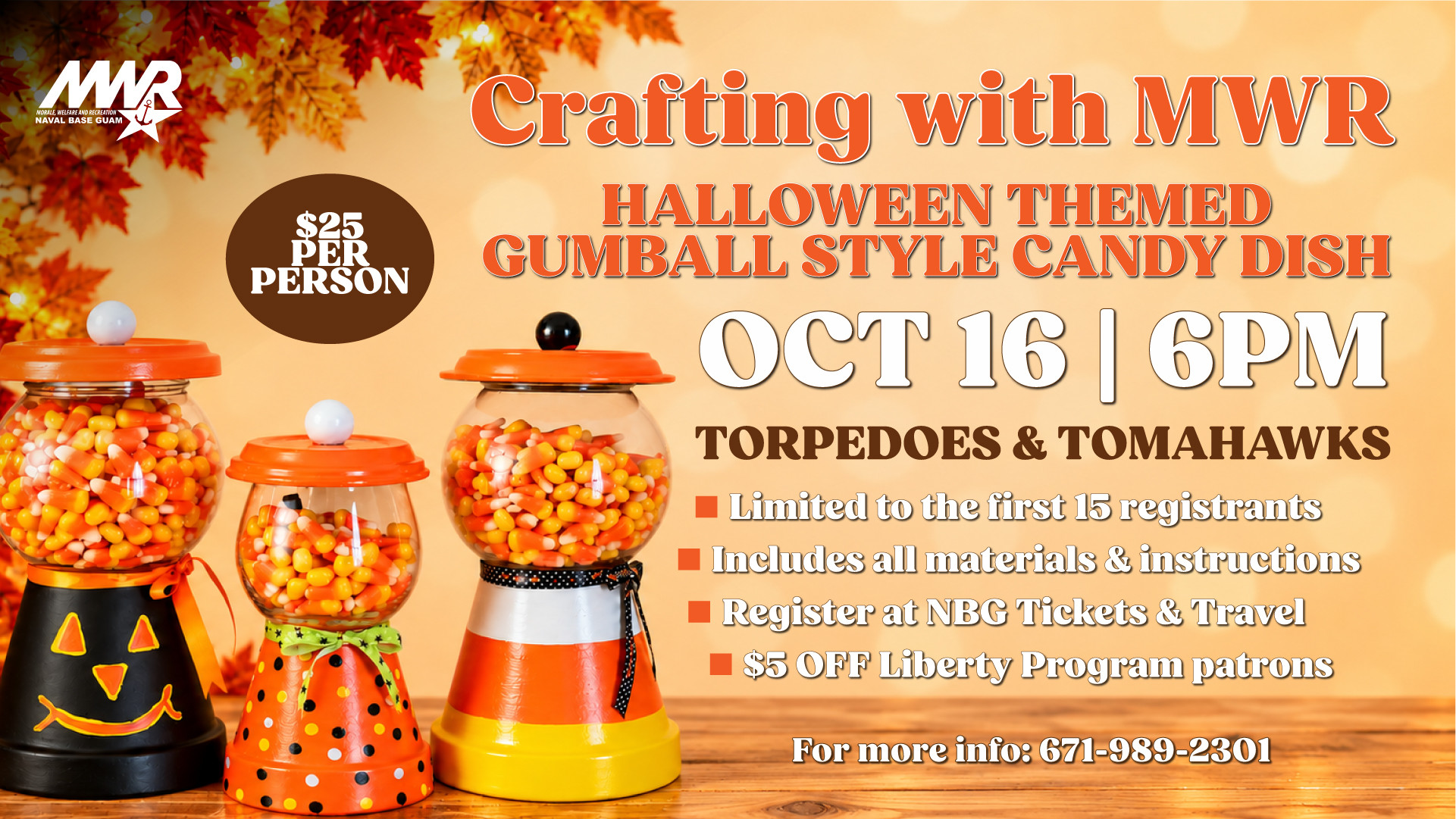 Halloween candy dish craft on Oct. 16 features festive designs inspired by candy corn and pumpkins.